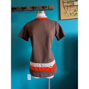 Women's Vintage 1960s 1970s Mini Dress medium large brown and orange mod